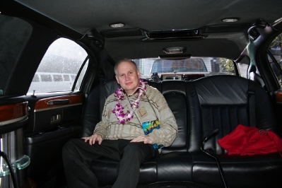 Donald Kerr inside Limo