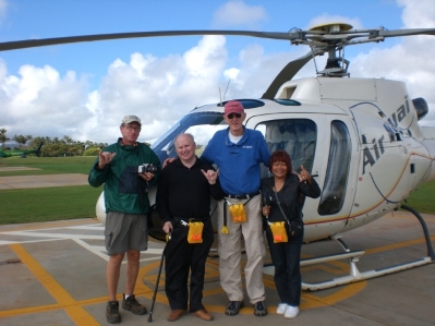 Donald & Edna Kerr with pilot - KAUAI - Helicopter Tour