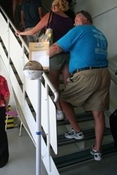 Stairs from the NCL SUN tender dock to the 3rd floor that has elevator access to the rest of the ship