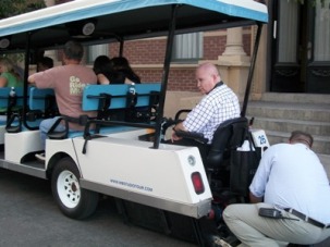 Wheelchair loaded on tour vehicle