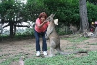 Edna Kerr beside Kangaroo