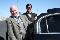 Donald Kerr and Limo Driver beside Limo