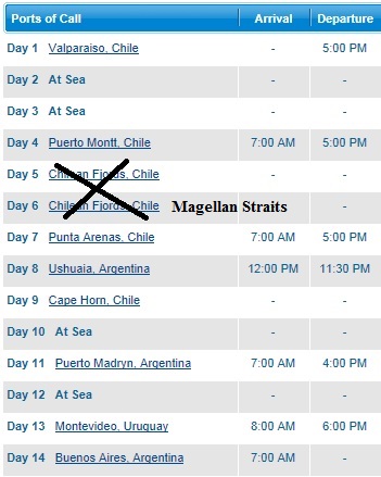 Cruise schedule