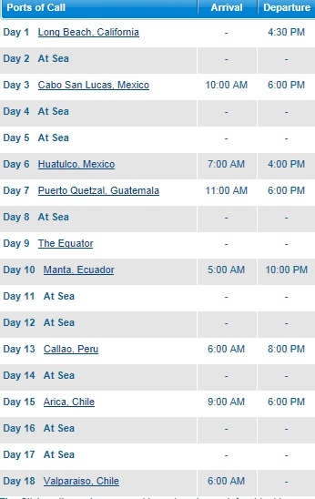 South America Cruise Schedule Leg 1