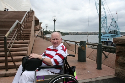 Donald Kerr outside Sydney Opera House