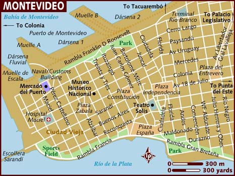 Map of Montevideo Uruguay